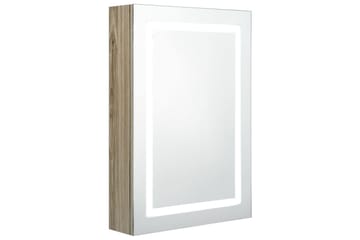 LED-speilskap til bad eik 50x13x70 cm - Brun - Hus & oppussing - Kjøkken & bad - Baderom - Baderomsmøbler & baderomsinnredning - Speilskap