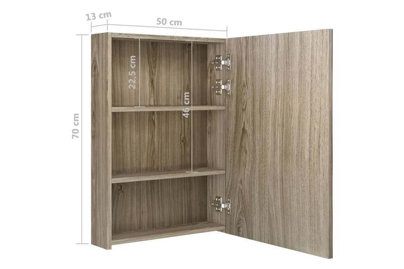 LED-speilskap til bad eik 50x13x70 cm - Hus & oppussing - Kjøkken & bad - Baderom - Baderomsmøbler & baderomsinnredning - Speilskap