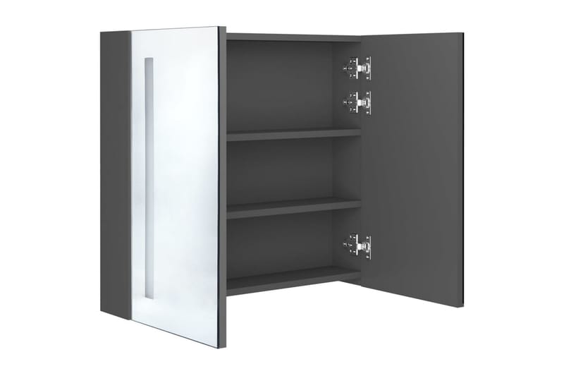 LED-speilskap til bad grå 62x14x60 cm - Grå - Hus & oppussing - Kjøkken & bad - Baderom - Baderomsmøbler & baderomsinnredning - Speilskap