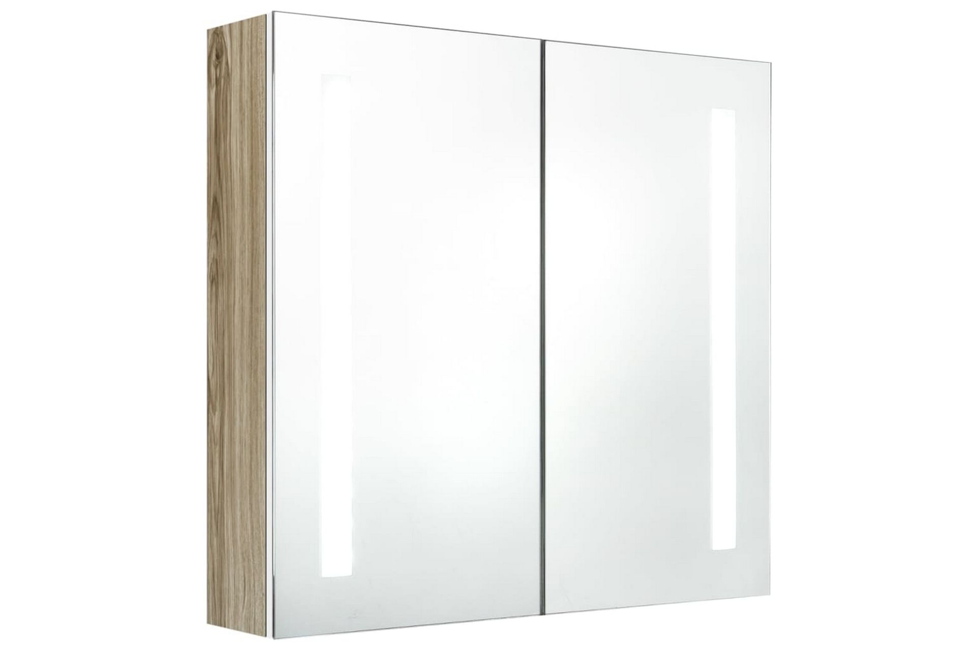 LED-speilskap til bad hvit og eik 62x14x60 cm - Hus & oppussing - Kjøkken & bad - Baderom - Baderomsmøbler & baderomsinnredning - Speilskap