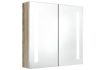 LED-speilskap til bad hvit og eik 62x14x60 cm - Hus & oppussing - Kjøkken & bad - Baderom - Baderomsmøbler & baderomsinnredning - Speilskap