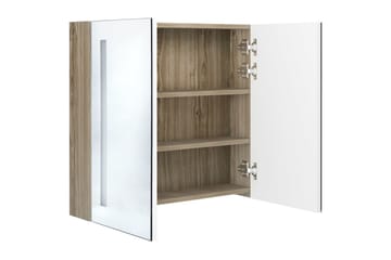 LED-speilskap til bad hvit og eik 62x14x60 cm - Hus & oppussing - Kjøkken & bad - Baderom - Baderomsmøbler & baderomsinnredning - Speilskap