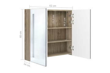 LED-speilskap til bad hvit og eik 62x14x60 cm - Hus & oppussing - Kjøkken & bad - Baderom - Baderomsmøbler & baderomsinnredning - Speilskap