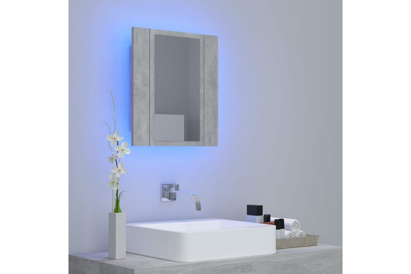 LED-speilskap til baderom betonggrå 40x12x45 cm - Grå - Hus & oppussing - Kjøkken & bad - Baderom - Baderomsmøbler & baderomsinnredning - Speilskap
