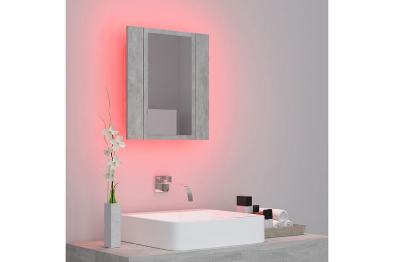 LED-speilskap til baderom betonggrå 40x12x45 cm - Grå - Speilskap