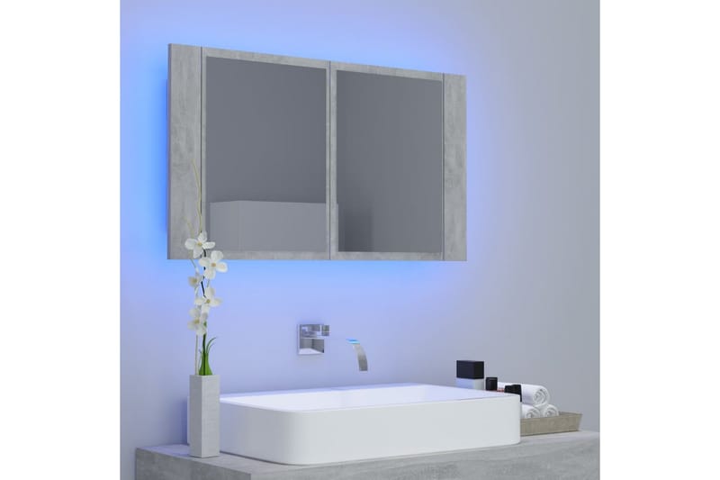 LED-speilskap til baderom betonggrå 80x12x45 cm - Grå - Hus & oppussing - Kjøkken & bad - Baderom - Baderomsmøbler & baderomsinnredning - Speilskap