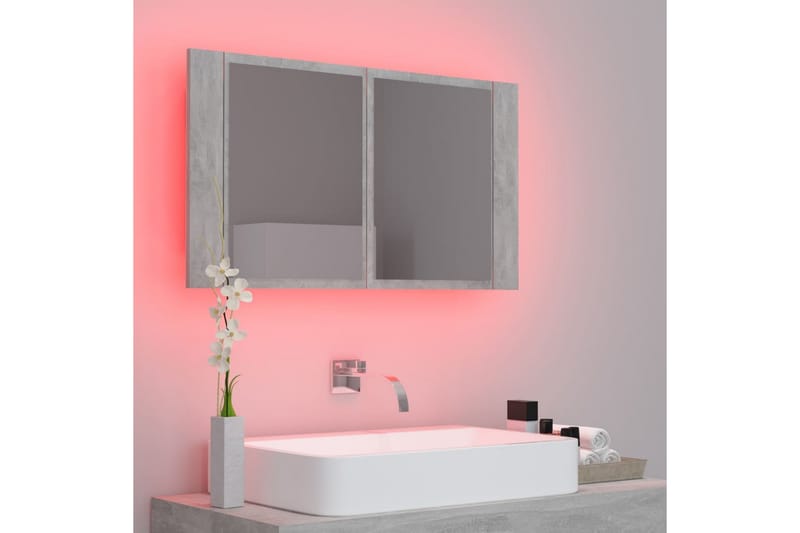 LED-speilskap til baderom betonggrå 80x12x45 cm - Grå - Hus & oppussing - Kjøkken & bad - Baderom - Baderomsmøbler & baderomsinnredning - Speilskap