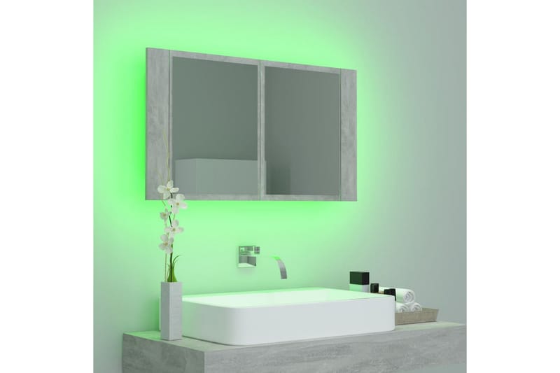 LED-speilskap til baderom betonggrå 80x12x45 cm - Grå - Hus & oppussing - Kjøkken & bad - Baderom - Baderomsmøbler & baderomsinnredning - Speilskap