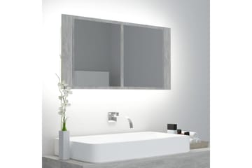 LED-speilskap til baderom betonggrå 90x12x45 cm - Grå - Hus & oppussing - Kjøkken & bad - Baderom - Baderomsmøbler & baderomsinnredning - Speilskap