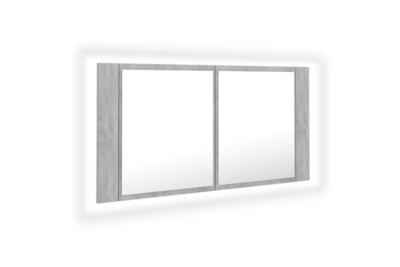 LED-speilskap til baderom betonggrå 90x12x45 cm - Grå - Speilskap