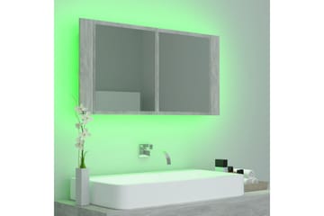 LED-speilskap til baderom betonggrå 90x12x45 cm - Grå - Hus & oppussing - Kjøkken & bad - Baderom - Baderomsmøbler & baderomsinnredning - Speilskap