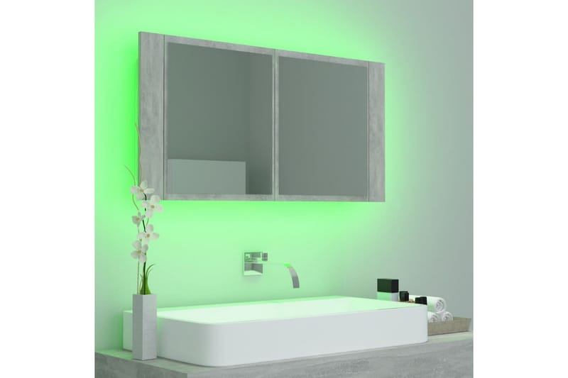 LED-speilskap til baderom betonggrå 90x12x45 cm - Grå - Hus & oppussing - Kjøkken & bad - Baderom - Baderomsmøbler & baderomsinnredning - Speilskap