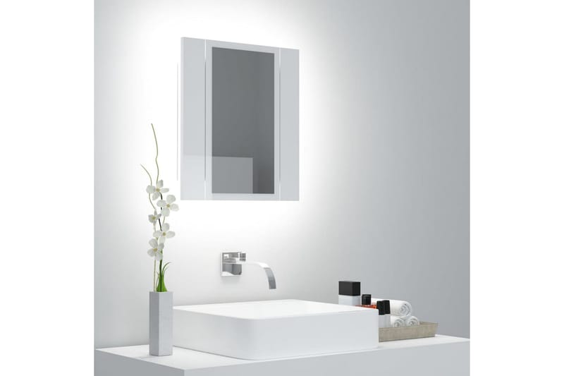 LED-speilskap til baderom høyglans hvit 40x12x45 cm - Hvit - Hus & oppussing - Kjøkken & bad - Baderom - Baderomsmøbler & baderomsinnredning - Speilskap