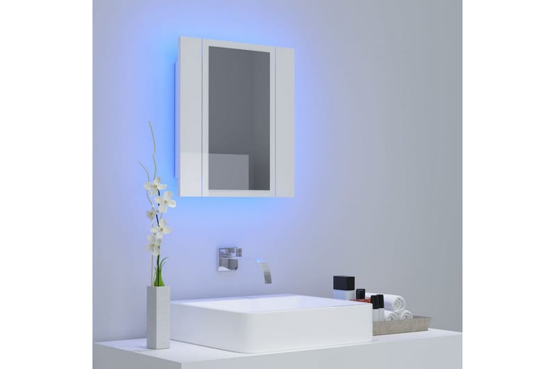 LED-speilskap til baderom høyglans hvit 40x12x45 cm - Hvit - Speilskap