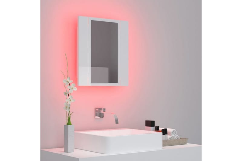 LED-speilskap til baderom høyglans hvit 40x12x45 cm - Hvit - Hus & oppussing - Kjøkken & bad - Baderom - Baderomsmøbler & baderomsinnredning - Speilskap