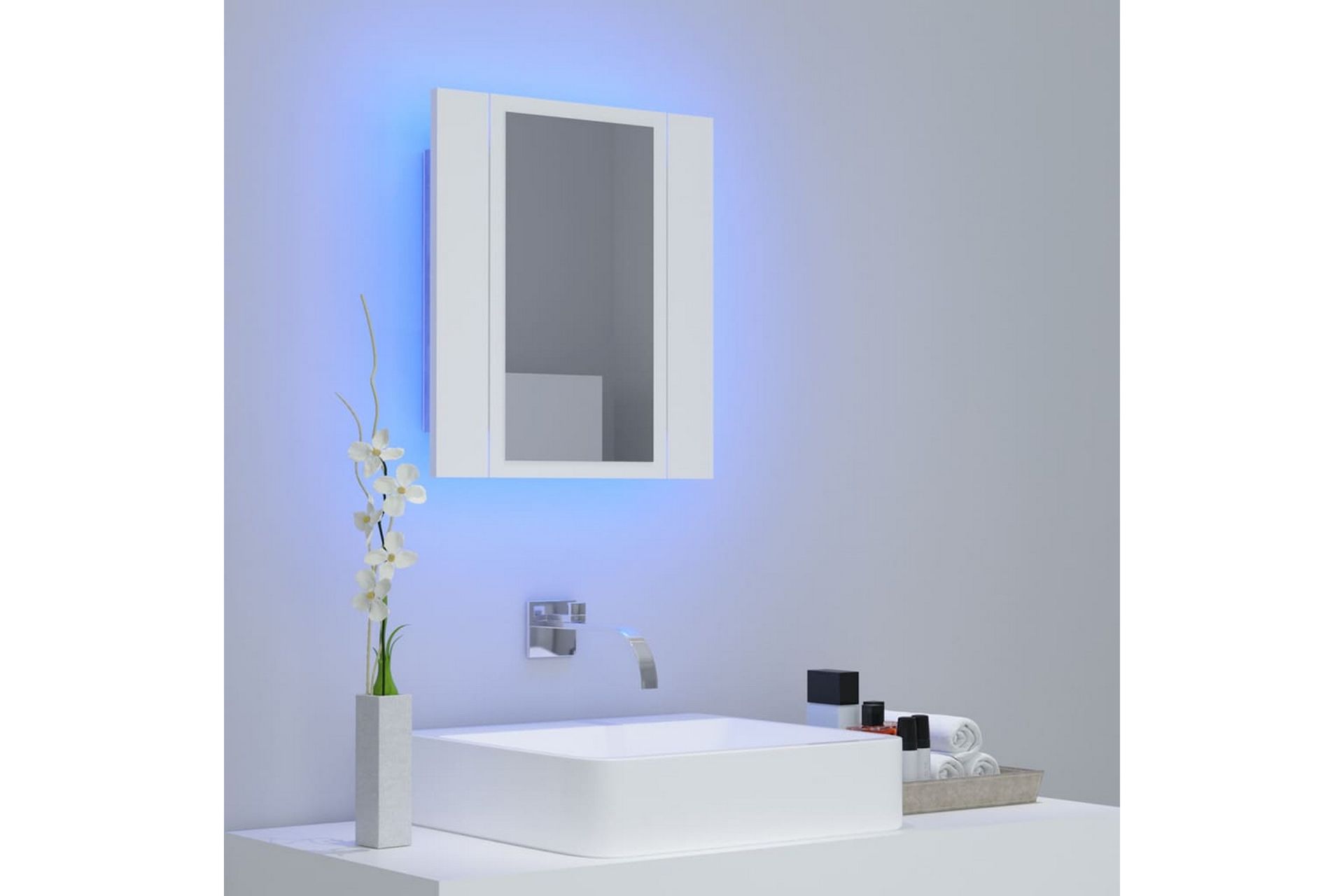 LED-speilskap til baderom hvit 40x12x45 cm - Hvit - Hus & oppussing - Kjøkken & bad - Baderom - Baderomsmøbler & baderomsinnredning - Speilskap