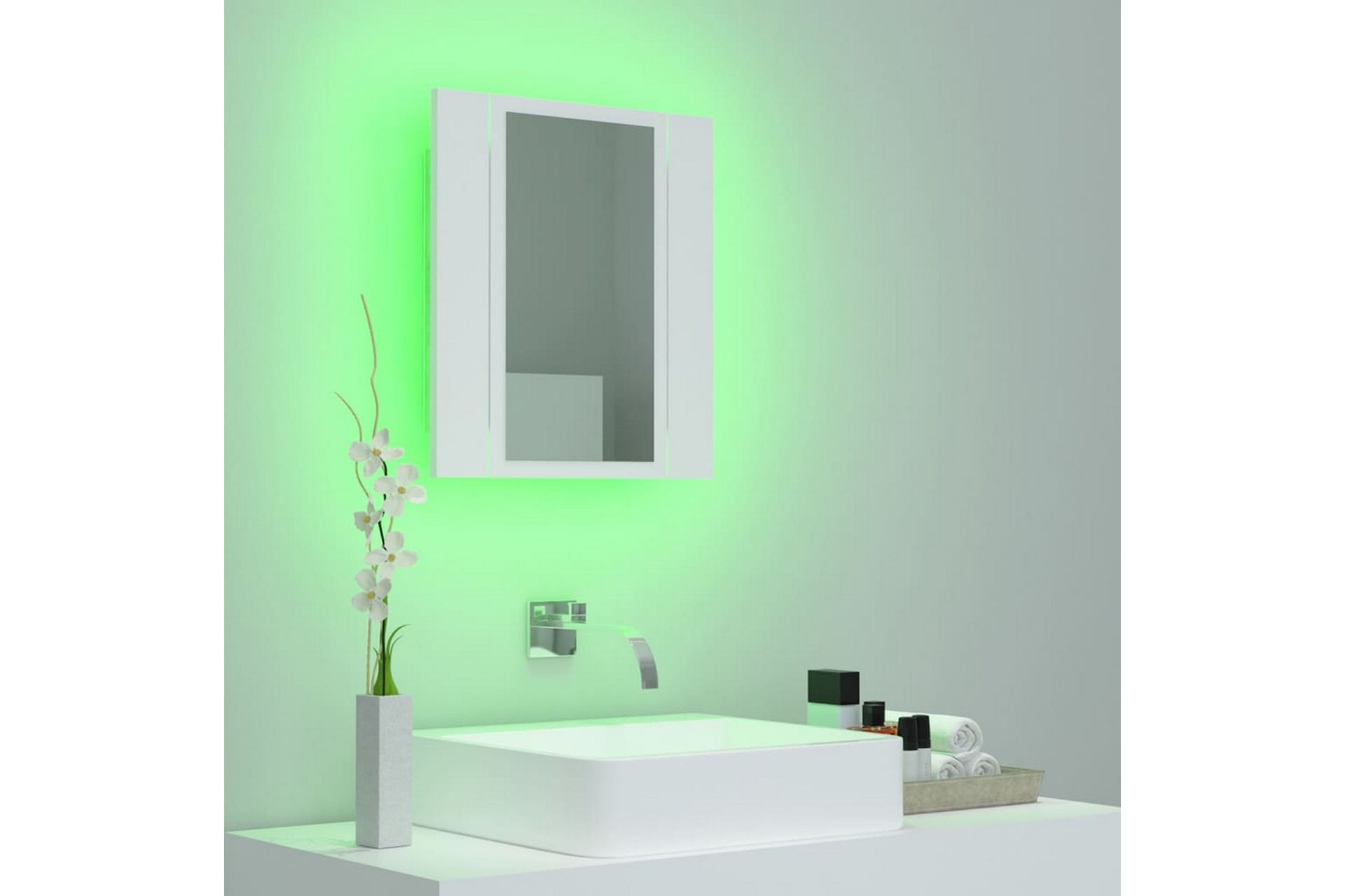 LED-speilskap til baderom hvit 40x12x45 cm - Hvit - Hus & oppussing - Kjøkken & bad - Baderom - Baderomsmøbler & baderomsinnredning - Speilskap