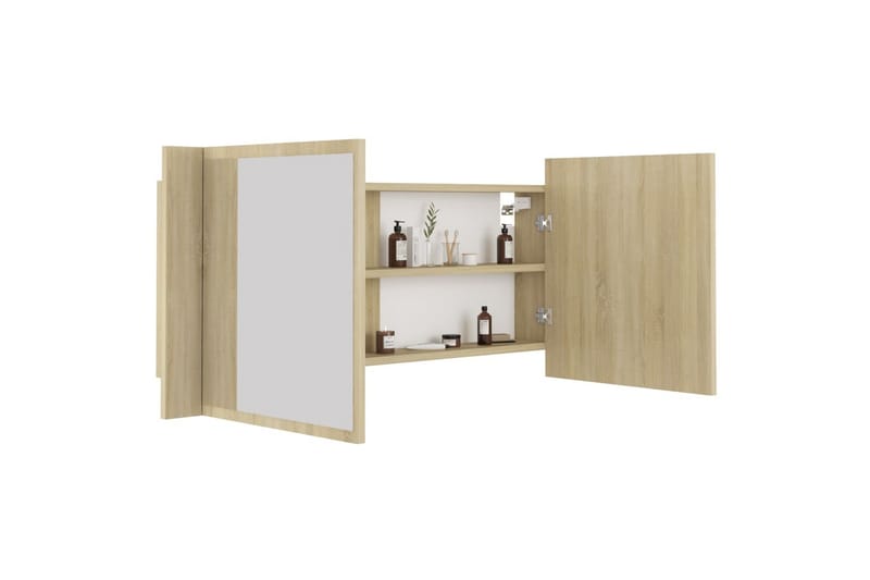 LED-speilskap til baderom sonoma eik 100x12x45 cm - Brun - Hus & oppussing - Kjøkken & bad - Baderom - Baderomsmøbler & baderomsinnredning - Speilskap