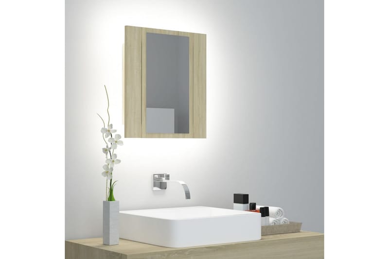 LED-speilskap til baderom sonoma eik 40x12x45 cm - Brun - Hus & oppussing - Kjøkken & bad - Baderom - Baderomsmøbler & baderomsinnredning - Speilskap