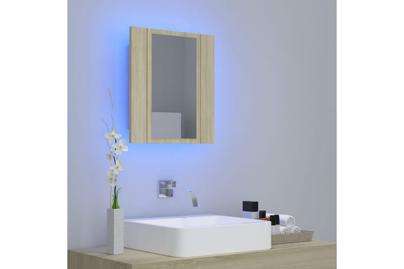 LED-speilskap til baderom sonoma eik 40x12x45 cm - Brun - Speilskap