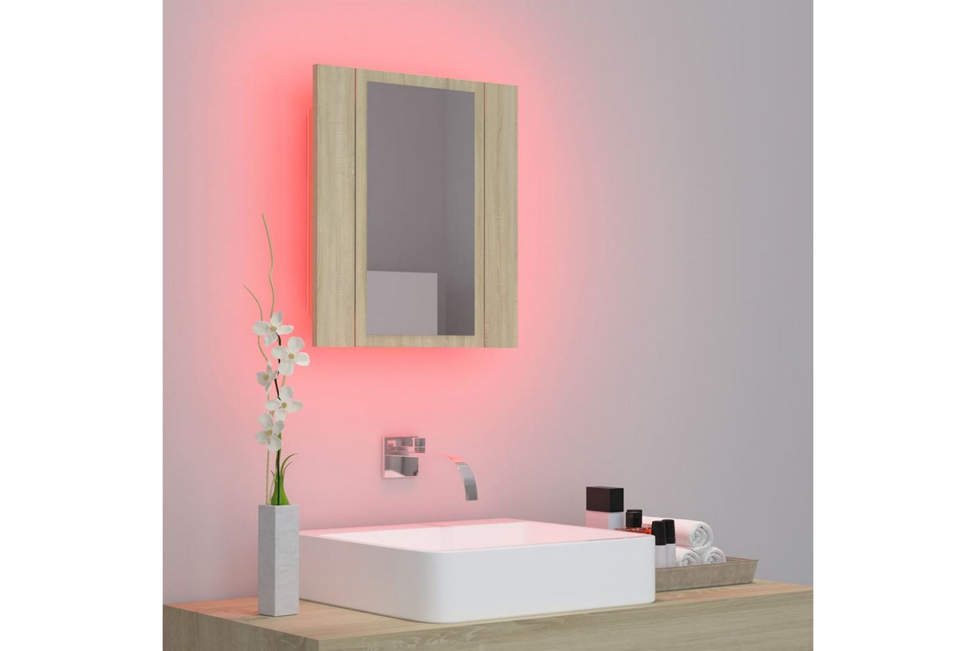 LED-speilskap til baderom sonoma eik 40x12x45 cm - Brun - Hus & oppussing - Kjøkken & bad - Baderom - Baderomsmøbler & baderomsinnredning - Speilskap