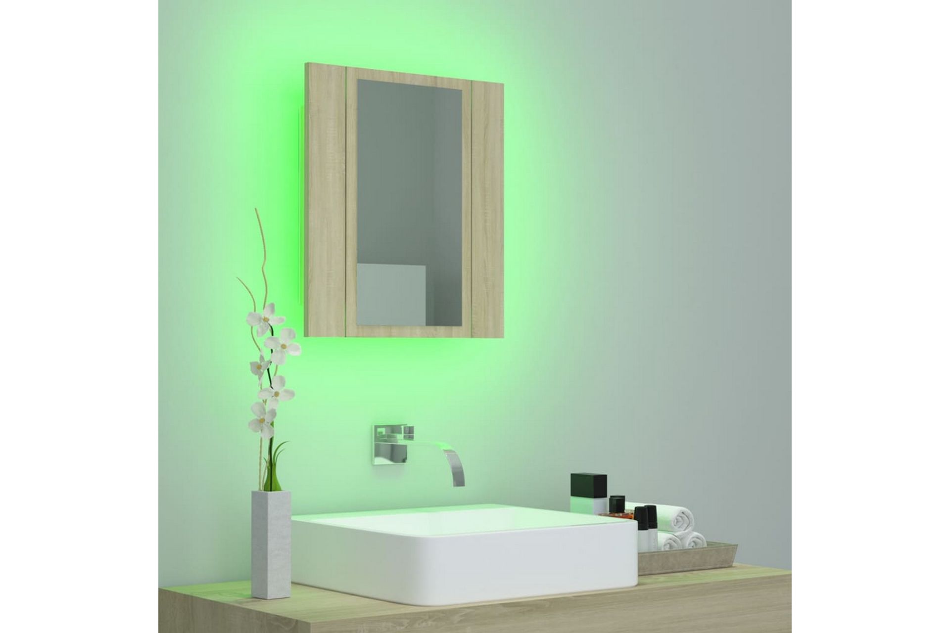LED-speilskap til baderom sonoma eik 40x12x45 cm - Brun - Hus & oppussing - Kjøkken & bad - Baderom - Baderomsmøbler & baderomsinnredning - Speilskap