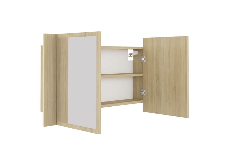 LED-speilskap til baderom sonoma eik 80x12x45 cm - Brun - Hus & oppussing - Kjøkken & bad - Baderom - Baderomsmøbler & baderomsinnredning - Speilskap
