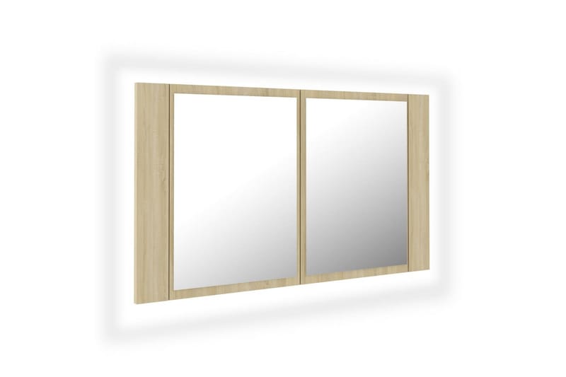 LED-speilskap til baderom sonoma eik 80x12x45 cm - Brun - Hus & oppussing - Kjøkken & bad - Baderom - Baderomsmøbler & baderomsinnredning - Speilskap