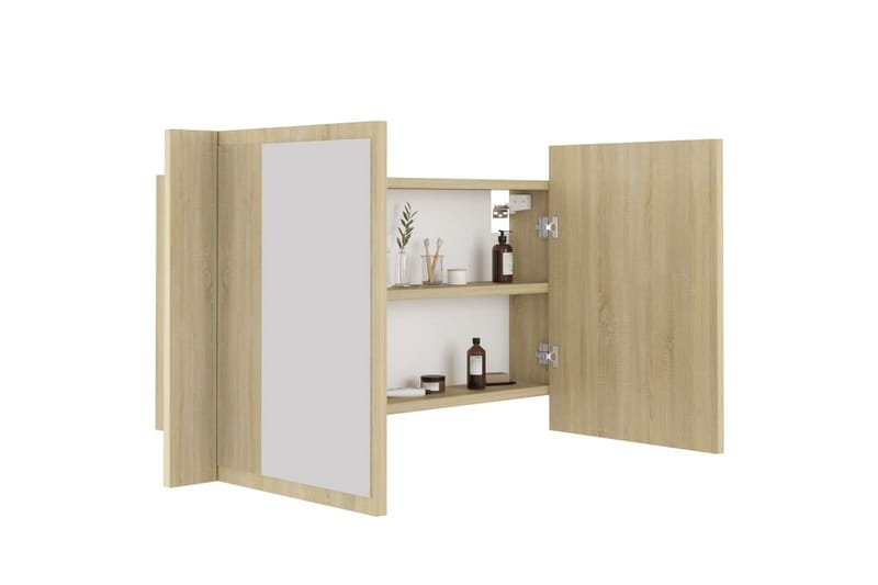 LED-speilskap til baderom sonoma eik 80x12x45 cm - Brun - Hus & oppussing - Kjøkken & bad - Baderom - Baderomsmøbler & baderomsinnredning - Speilskap