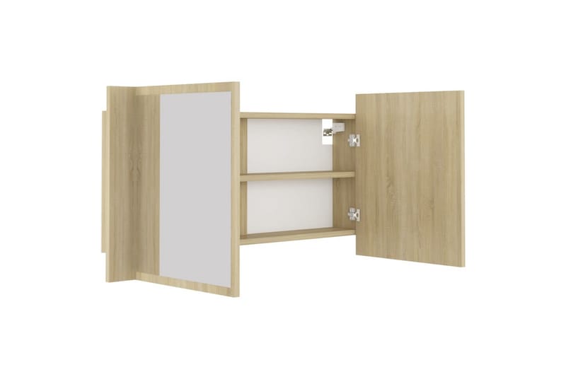 LED-speilskap til baderom sonoma eik 90x12x45 cm - Brun - Hus & oppussing - Kjøkken & bad - Baderom - Baderomsmøbler & baderomsinnredning - Speilskap