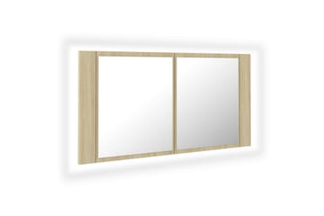 LED-speilskap til baderom sonoma eik 90x12x45 cm - Brun - Hus & oppussing - Kjøkken & bad - Baderom - Baderomsmøbler & baderomsinnredning - Speilskap