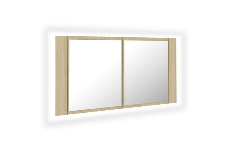 LED-speilskap til baderom sonoma eik 90x12x45 cm - Brun - Hus & oppussing - Kjøkken & bad - Baderom - Baderomsmøbler & baderomsinnredning - Speilskap