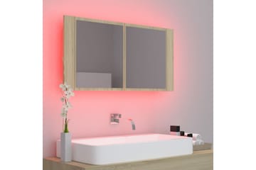 LED-speilskap til baderom sonoma eik 90x12x45 cm - Brun - Hus & oppussing - Kjøkken & bad - Baderom - Baderomsmøbler & baderomsinnredning - Speilskap
