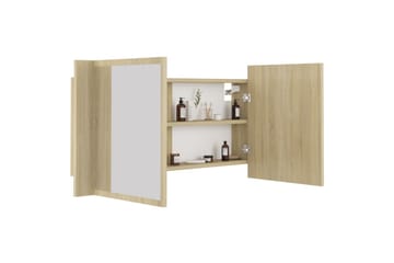 LED-speilskap til baderom sonoma eik 90x12x45 cm - Brun - Hus & oppussing - Kjøkken & bad - Baderom - Baderomsmøbler & baderomsinnredning - Speilskap
