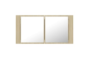 LED-speilskap til baderom sonoma eik 90x12x45 cm - Brun - Hus & oppussing - Kjøkken & bad - Baderom - Baderomsmøbler & baderomsinnredning - Speilskap