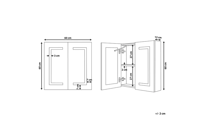 Mazarredo Skap til Badet 60 cm Speil med LED-belysning - Hvit - Hus & oppussing - Kjøkken & bad - Baderom - Baderomsmøbler & baderomsinnredning - Speilskap