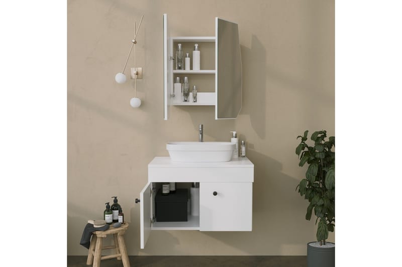 Patni Overskap med speil 45 cm - Hvit - Hus & oppussing - Kjøkken & bad - Baderom - Baderomsmøbler & baderomsinnredning - Speilskap