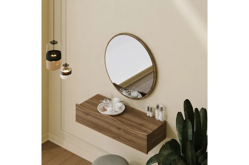 Princesse Overskap med speil 82 cm - Valnøtt - Hus & oppussing - Kjøkken & bad - Baderom - Baderomsmøbler & baderomsinnredning - Speilskap