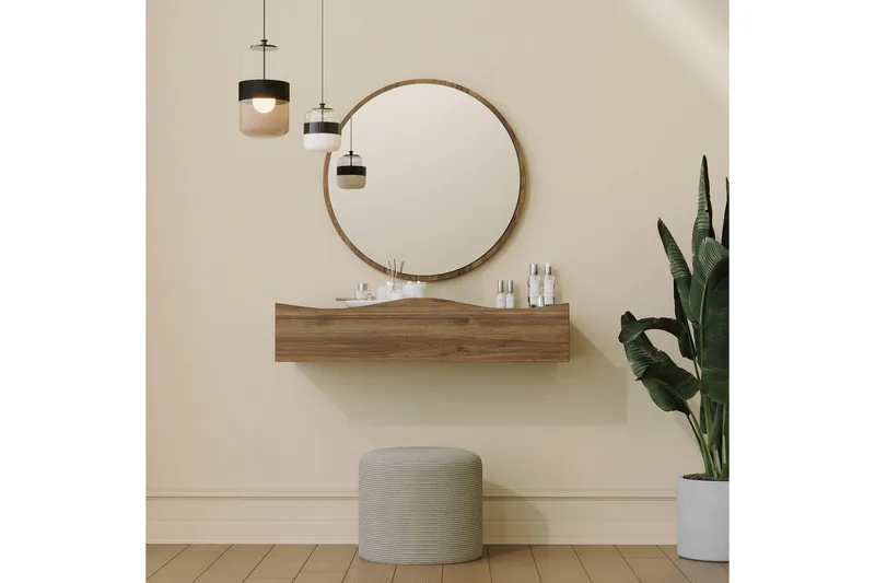 Princesse Overskap med speil 82 cm - Valnøtt - Hus & oppussing - Kjøkken & bad - Baderom - Baderomsmøbler & baderomsinnredning - Speilskap