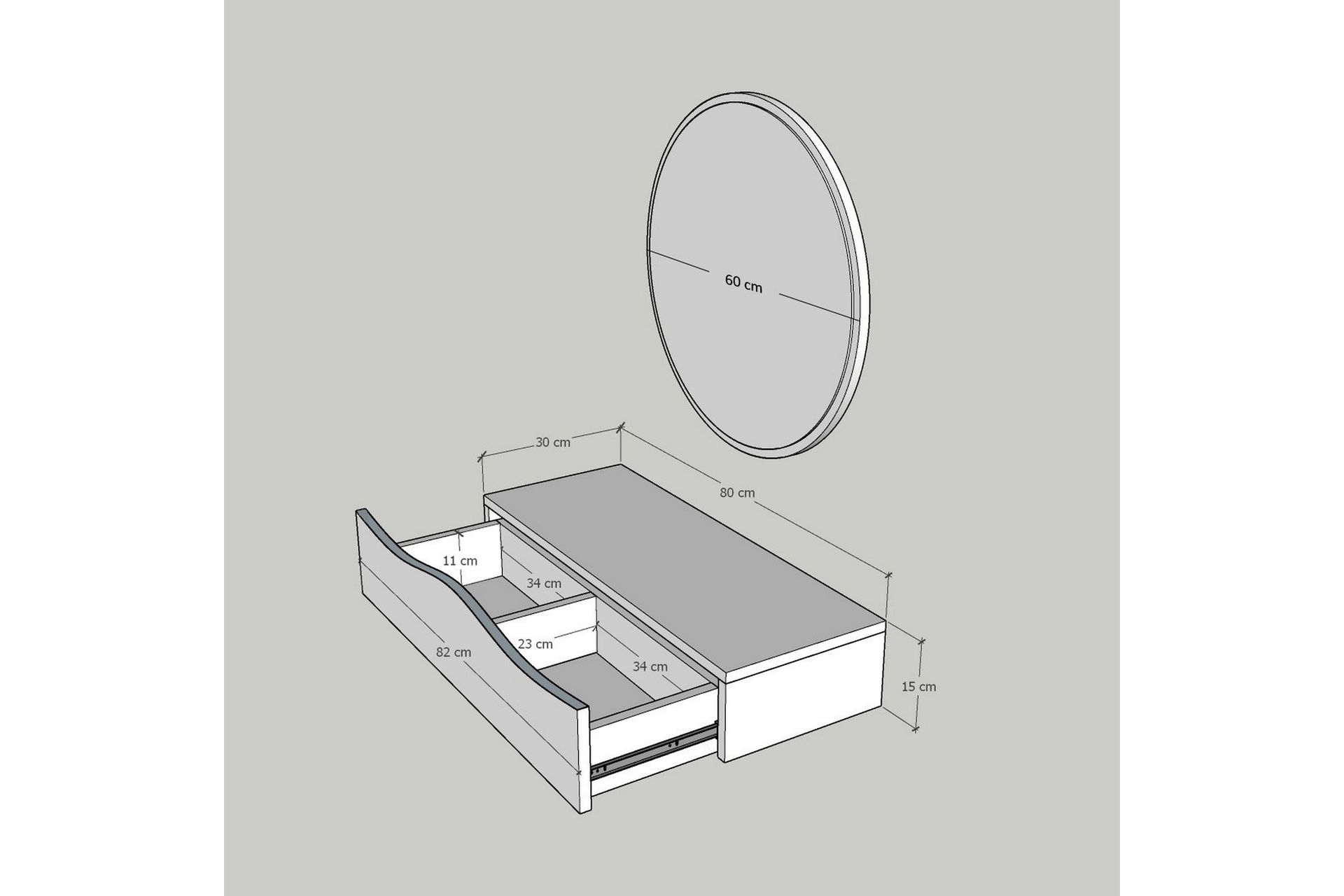 Princesse Overskap med speil 82 cm - Hus & oppussing - Kjøkken & bad - Baderom - Baderomsmøbler & baderomsinnredning - Speilskap