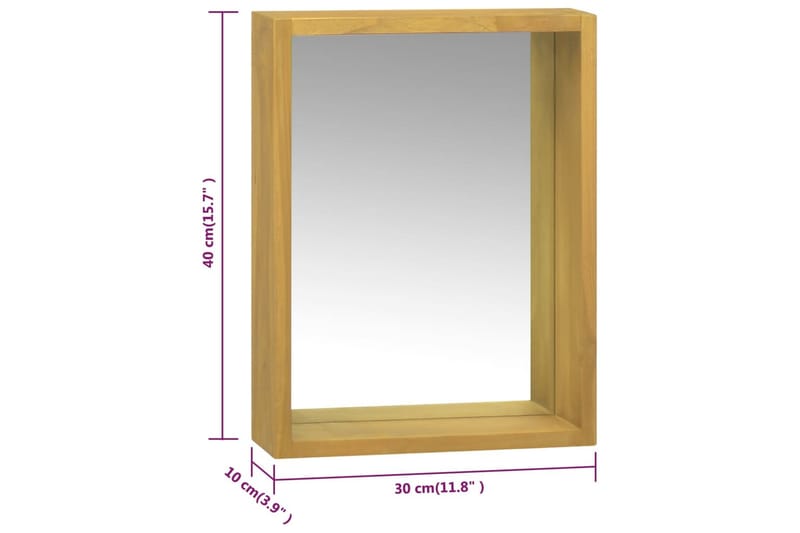Speilskap 30x10x40 cm heltre teak - Brun - Hus & oppussing - Kjøkken & bad - Baderom - Baderomsmøbler & baderomsinnredning - Speilskap