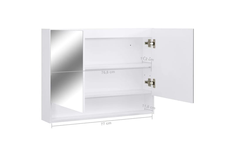 Speilskap med LED hvit 80x15x60 cm MDF - Hvit - Hus & oppussing - Kjøkken & bad - Baderom - Baderomsmøbler & baderomsinnredning - Speilskap