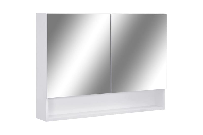Speilskap med LED hvit 80x15x60 cm MDF - Hvit - Hus & oppussing - Kjøkken & bad - Baderom - Baderomsmøbler & baderomsinnredning - Speilskap