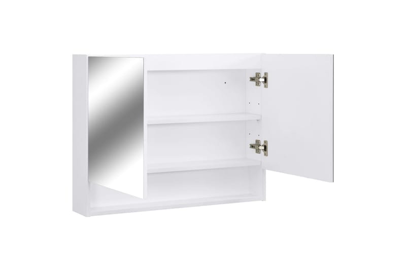 Speilskap med LED hvit 80x15x60 cm MDF - Hvit - Hus & oppussing - Kjøkken & bad - Baderom - Baderomsmøbler & baderomsinnredning - Speilskap