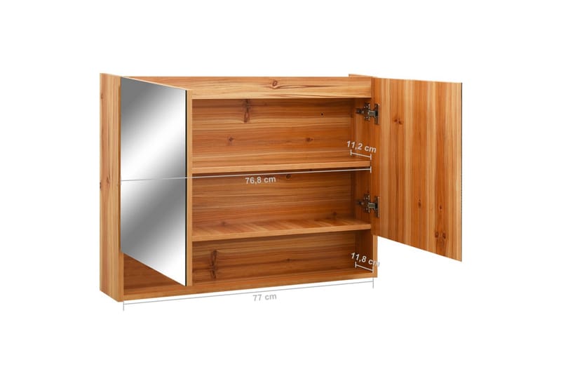 Speilskap med LED til baderom eik 80x15x60 cm MDF - Brun - Hus & oppussing - Kjøkken & bad - Baderom - Baderomsmøbler & baderomsinnredning - Speilskap