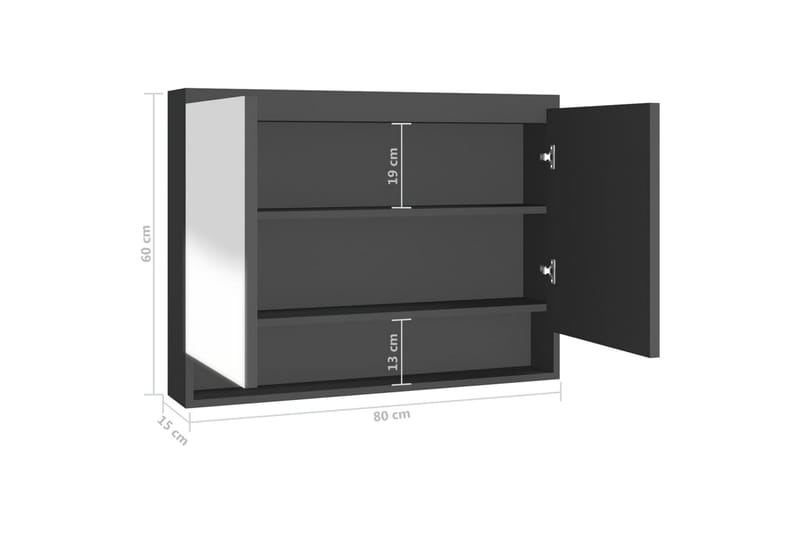Speilskap til bad 80x15x60 cm MDF antrasitt - Antrasittgrå - Hus & oppussing - Kjøkken & bad - Baderom - Baderomsmøbler & baderomsinnredning - Speilskap