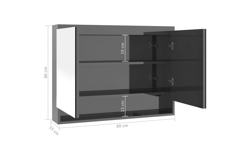 Speilskap til bad 80x15x60 cm MDF grå - Grå - Hus & oppussing - Kjøkken & bad - Baderom - Baderomsmøbler & baderomsinnredning - Speilskap