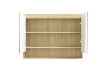 Speilskap til bad 80x15x60 cm MDF hvit og eik - Hvit - Hus & oppussing - Kjøkken & bad - Baderom - Baderomsmøbler & baderomsinnredning - Speilskap