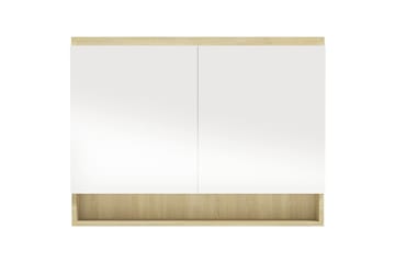 Speilskap til bad 80x15x60 cm MDF hvit og eik - Hvit - Hus & oppussing - Kjøkken & bad - Baderom - Baderomsmøbler & baderomsinnredning - Speilskap