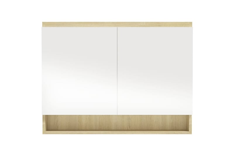 Speilskap til bad 80x15x60 cm MDF hvit og eik - Hvit - Hus & oppussing - Kjøkken & bad - Baderom - Baderomsmøbler & baderomsinnredning - Speilskap